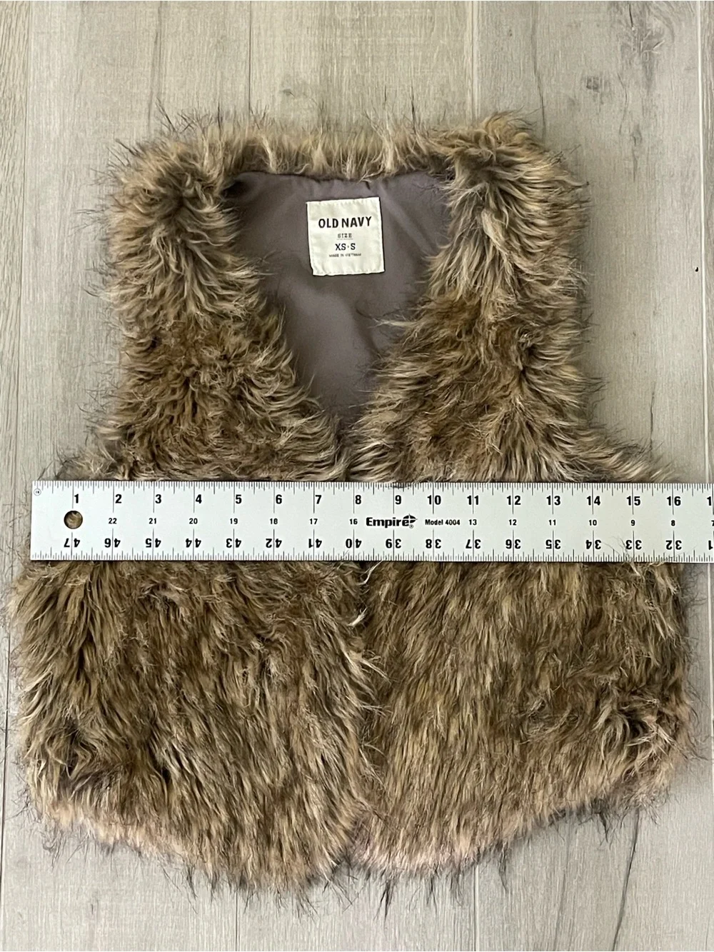 Old Navy Girls Brown Faux Fur Vest XS/S Cozy Open Front Layering Fall Winter